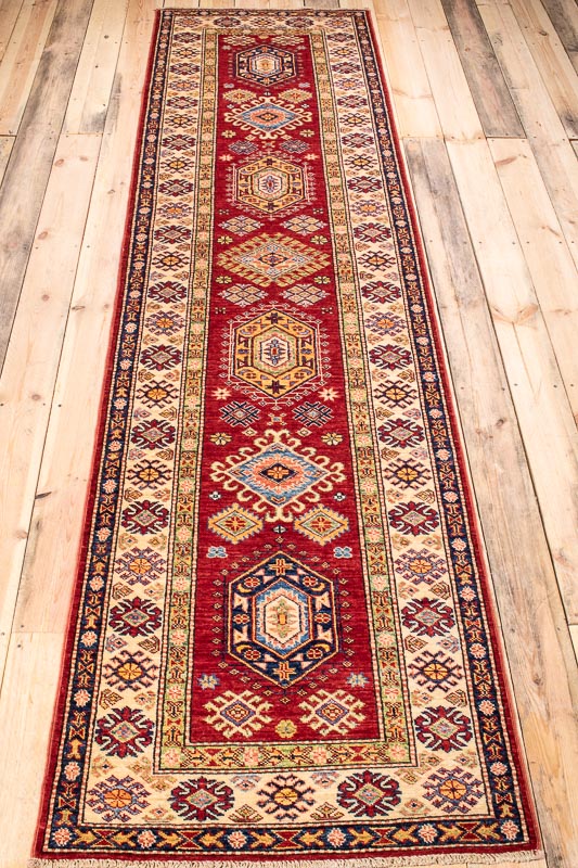 10237 Fine Afghan Kazak Runner Rug 82x316cm (2.8 x 10.4cm)