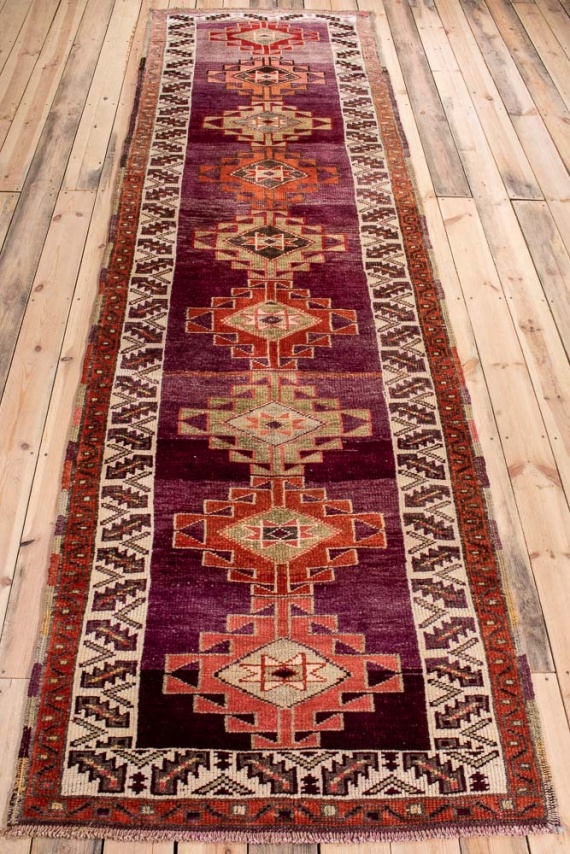 10709 Vintage Kurdish Herki Carpet Runner Rug 106x372cm (3.5 x 12.2ft)