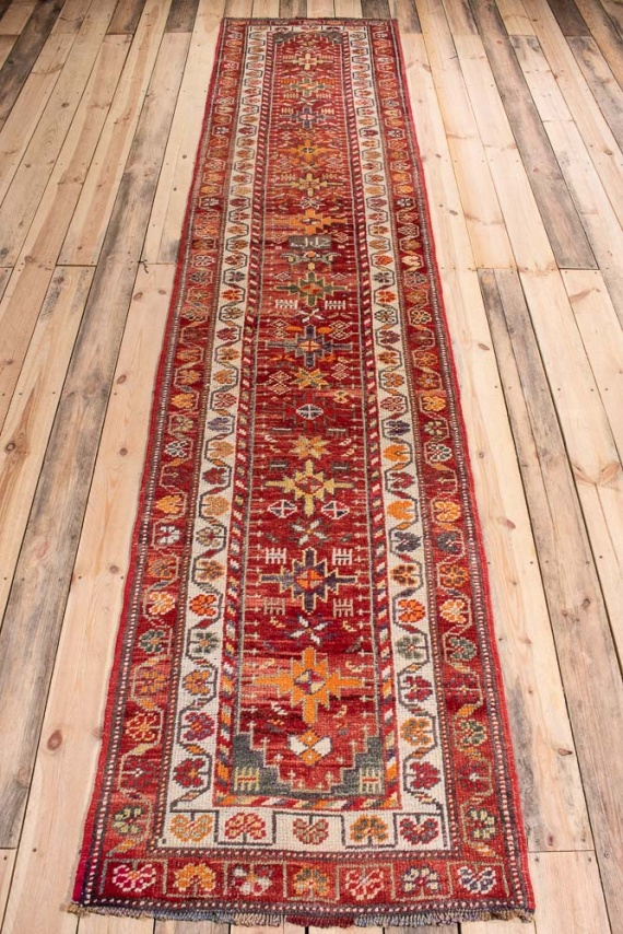 10711 Vintage Kurdish Herki Carpet Runner Rug 81x390cm (2.8 x 12.9ft)