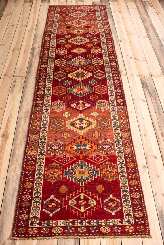 10725 Vintage Kurdish Herki Carpet Runner Rug 88x332cm (2.10 x 10.10ft)