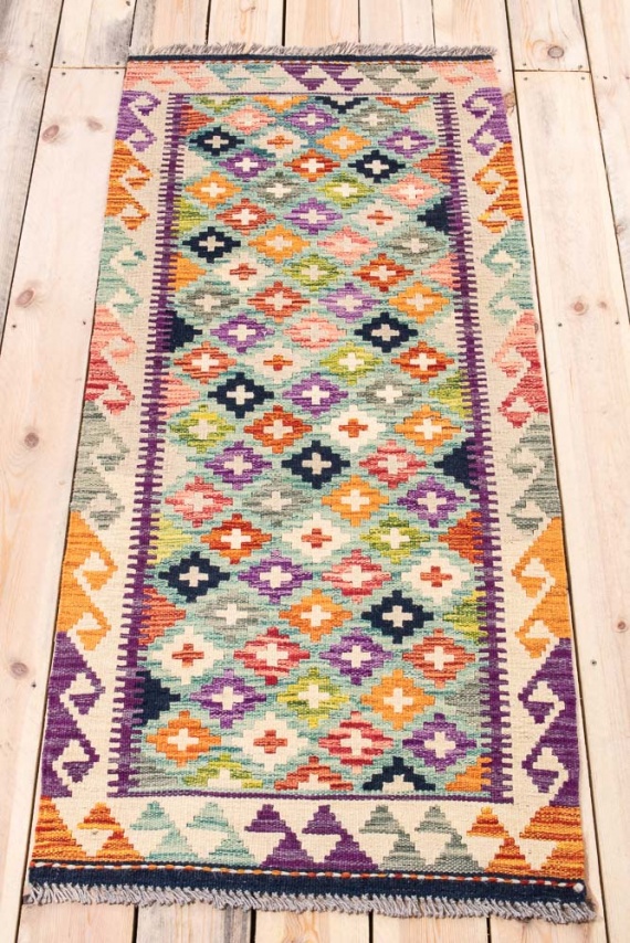 11439 Afghan Vegetable Dyed Hallway Runner Rug 65x150cm (2.1 x 4.11ft)