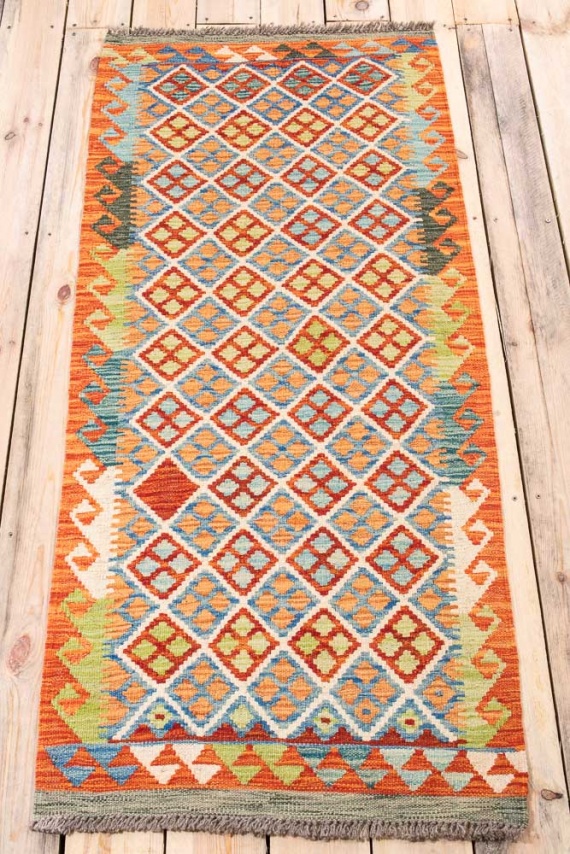 11441 Afghan Vegetable Dyed Hallway Runner Rug 67x160cm (2.2 x 5.3ft)