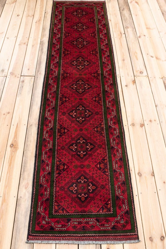 11521 Fine Afghan Khal Mohammedi Hallway Runner Rug 67x298cm (2.2 x 9.9ft)