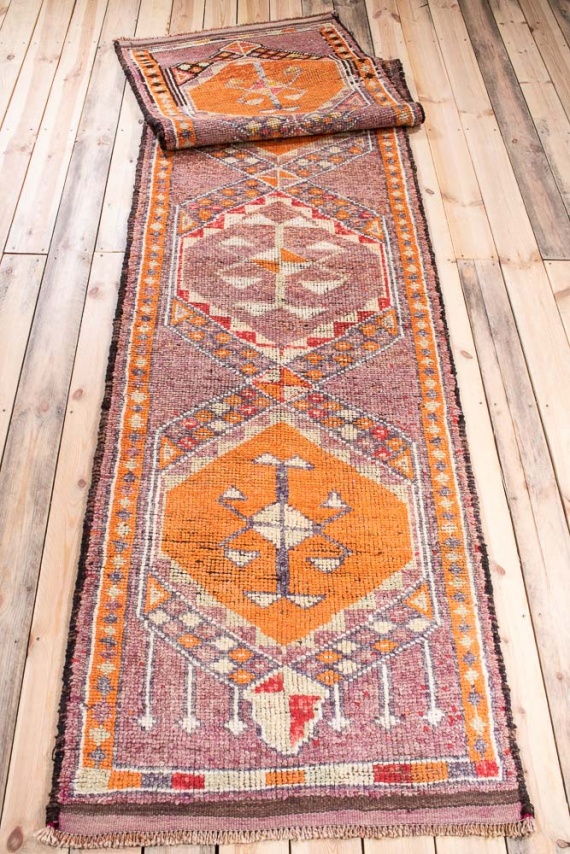 11634 Vintage Kurdish Herki Carpet Runner Rug 91x393cm (3 x 12.7)