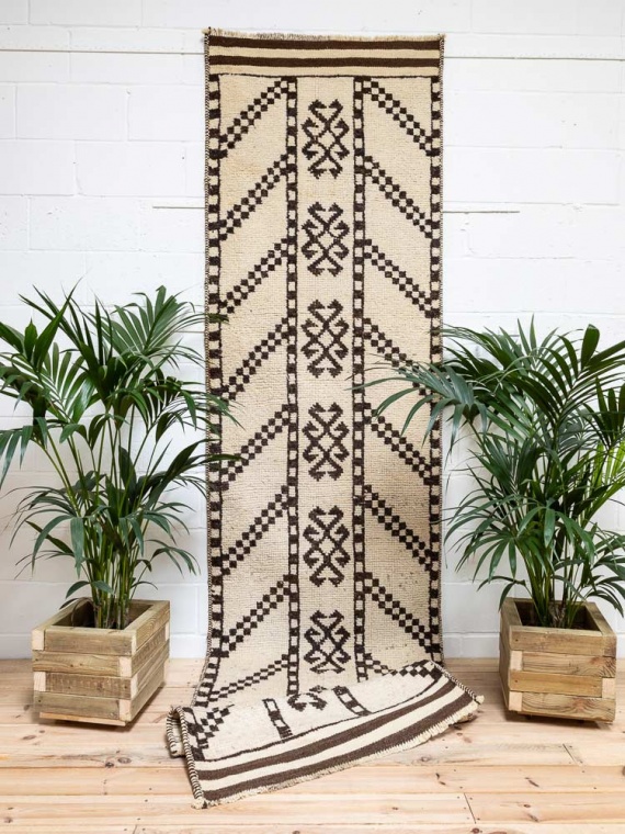 12209 Vintage Kurdish Herki Carpet Runner Rug 98x380cm (3.2 x 12.5ft)