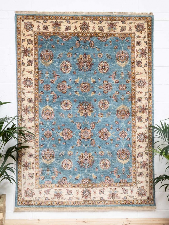 12223 Fine Blue Afghan Ziegler Carpet 174x240cm (5.8 x 7.10ft)
