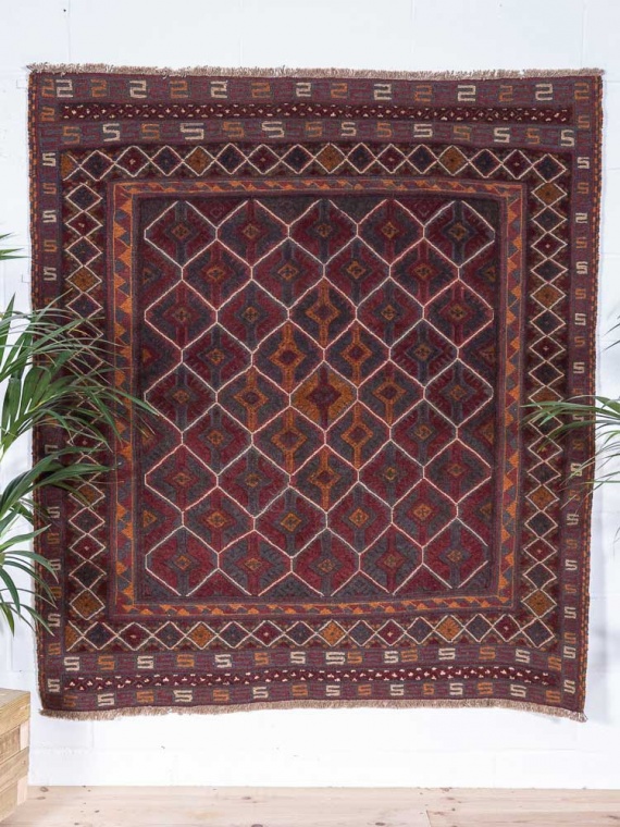 12428 Afghan Mixed Weave Moshwani Rug 151x169cm (4.11 x 5.6ft)