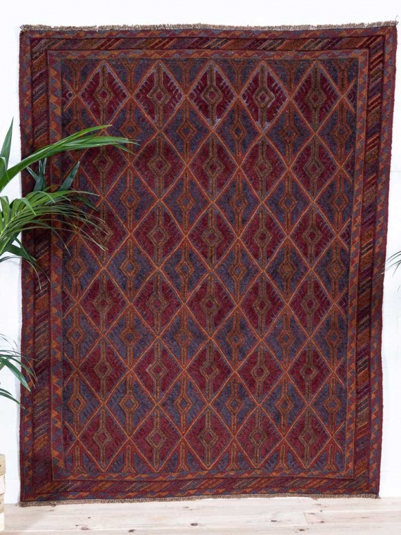 12442 Afghan Mixed Weave Moshwani Rug 152x193cm (4.11 x 6.4ft)