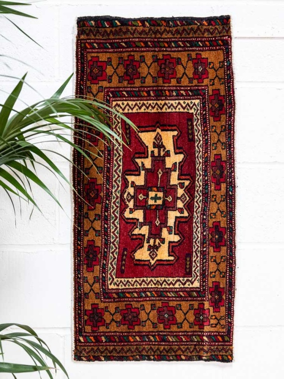 12591 Small Vintage Afghan Baluch Rug 46x97cm (1.6 x 3.2ft)