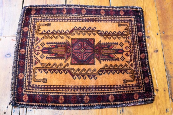 9383 Small Old Afghan Baluch Rug 54x62cm (1.9 x 2.0ft)