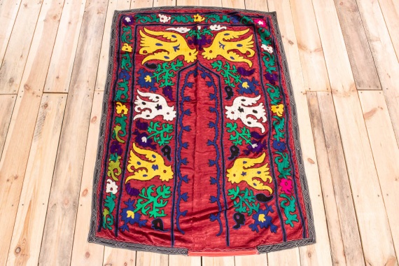 SUZ853 Vintage Uzbek Suzani Embroidery 95x141cm (3.1 x 4.7ft)