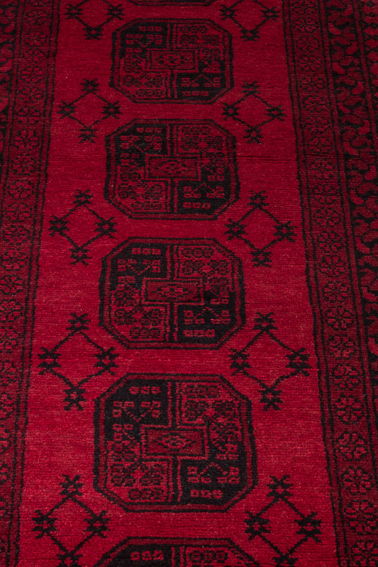 10262 Afghan Red Aq Chah Runner Rug 83x597cm (2.8 x 19.7ft)