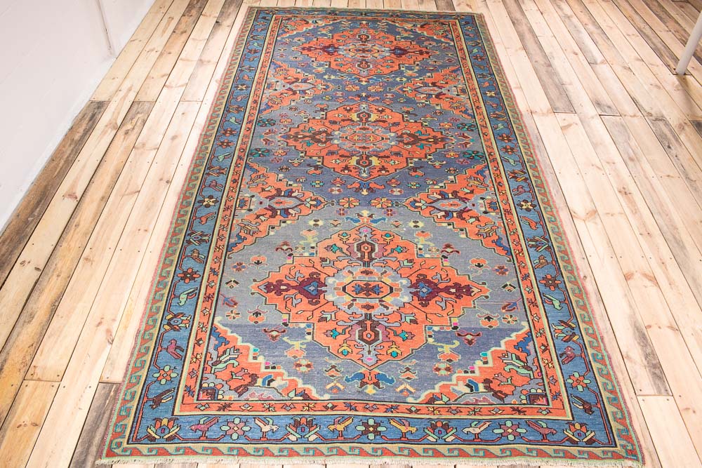 10656 Large Azerbaijan Vintage Soumak Kilim Rug 172x340cm (5.7 x 11.1ft)