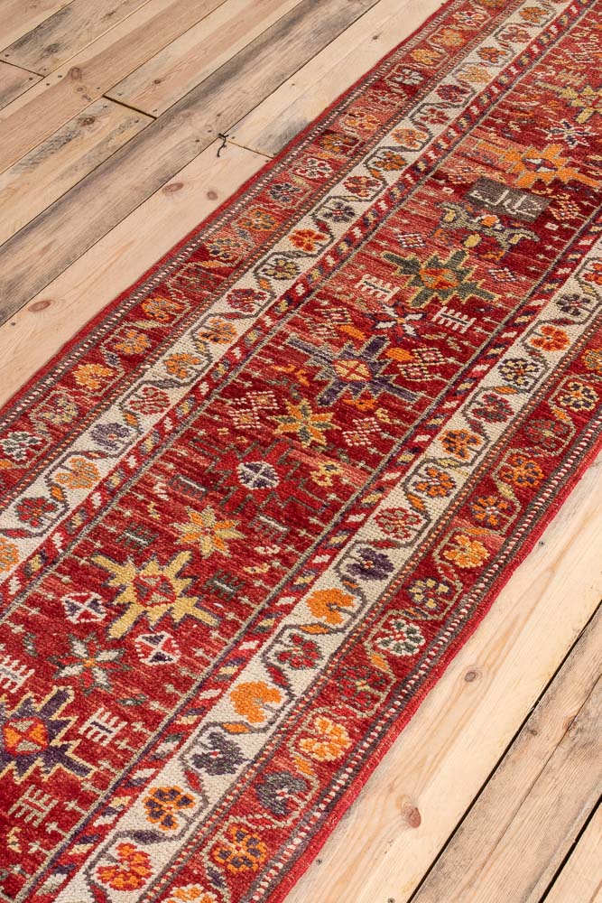 10711 Vintage Kurdish Herki Carpet Runner Rug 81x390cm (2.8 x 12.9ft)