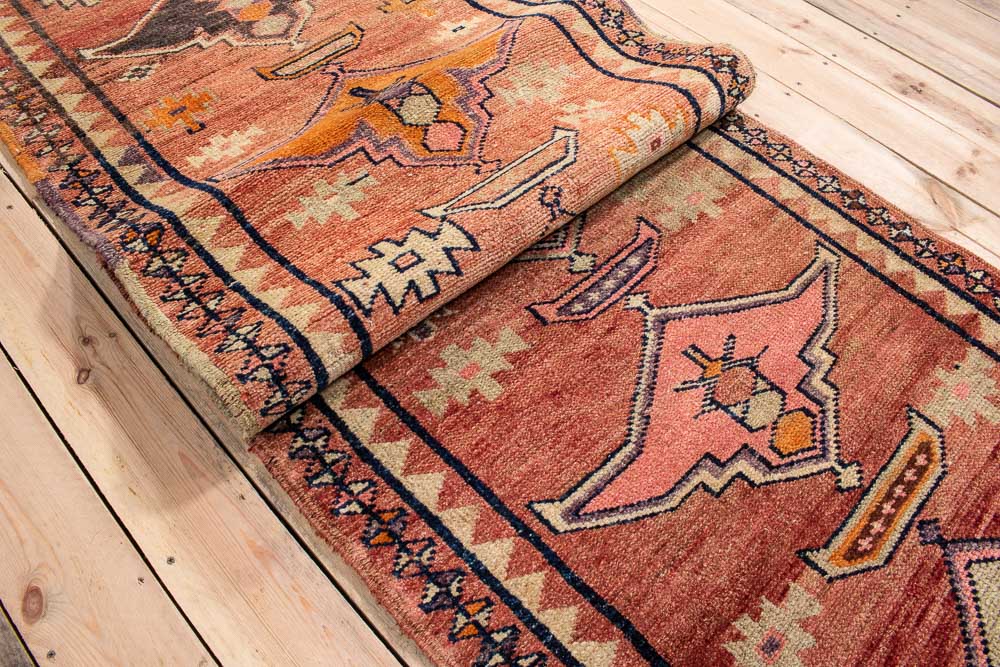 10718 Vintage Kurdish Herki Carpet Runner Rug 93x305cm (3.0 x 10ft)