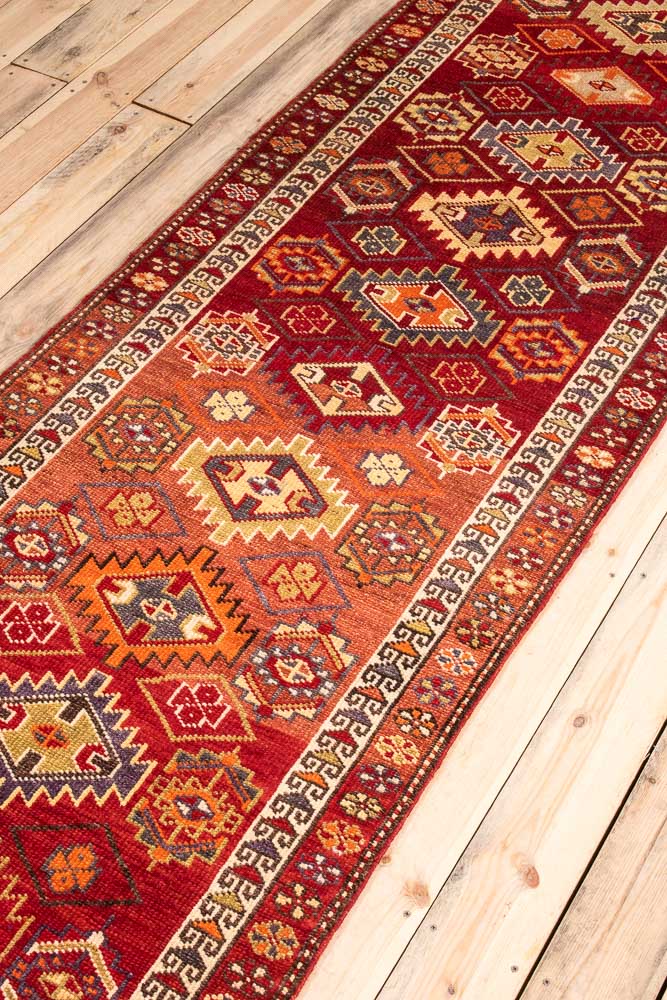 10725 Vintage Kurdish Herki Carpet Runner Rug 88x332cm (2.10 x 10.10ft)