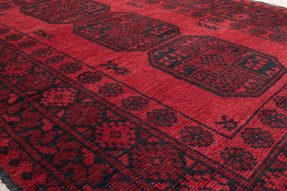 11026 Afghan Red Aq Chah Rug 101x141cm (3.3 x 4.7ft)