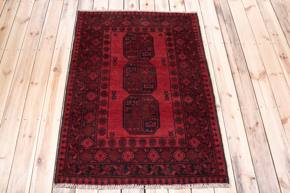 11026 Afghan Red Aq Chah Rug 101x141cm (3.3 x 4.7ft)
