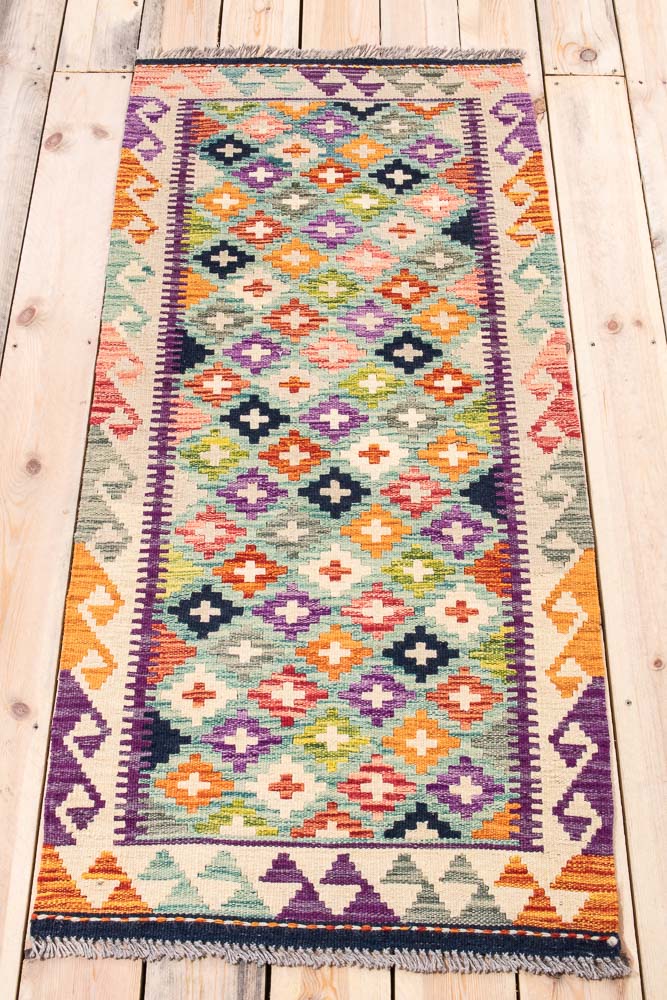 11439 Afghan Vegetable Dyed Hallway Runner Rug 65x150cm (2.1 x 4.11ft)