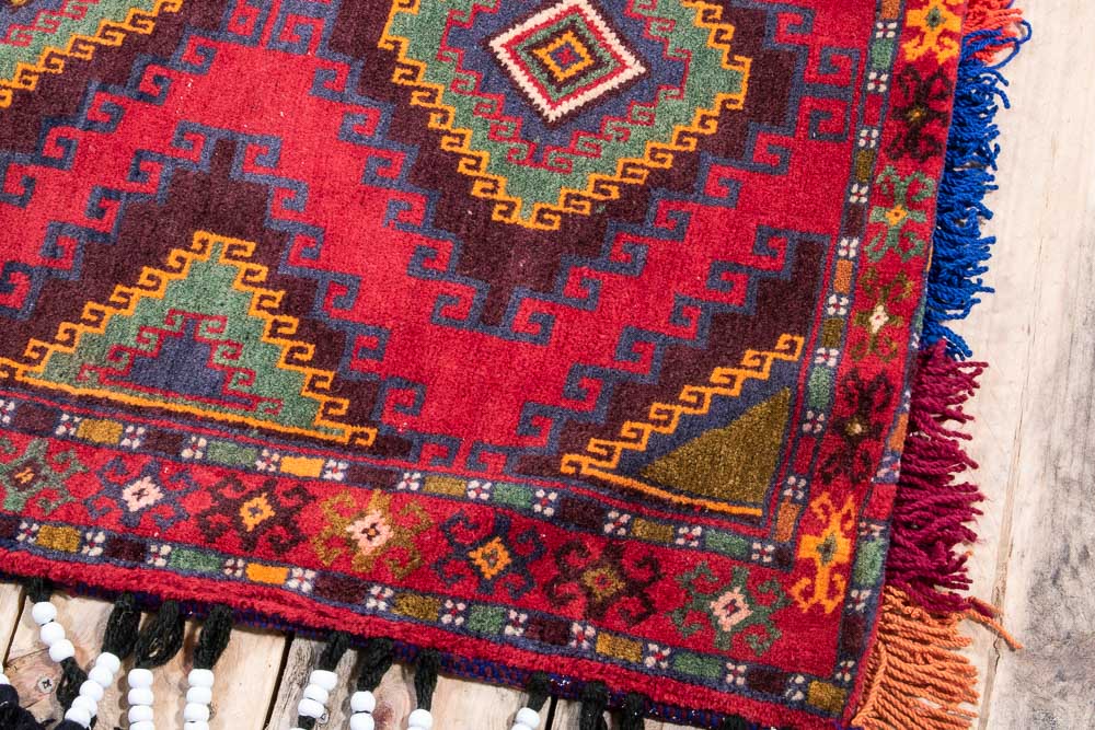 11571 Large Afghan Baluch Carpet Floor Cushion 68x109cm (2.2 x 3.7ft)