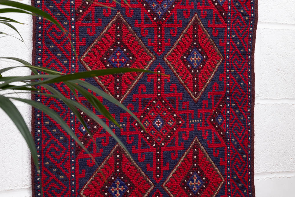 11768 Long Afghan Mixed Weave Moshwani Runner Rug 67x369cm (2.2 x 12.1ft)