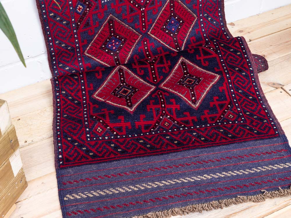 11768 Long Afghan Mixed Weave Moshwani Runner Rug 67x369cm (2.2 x 12.1ft)