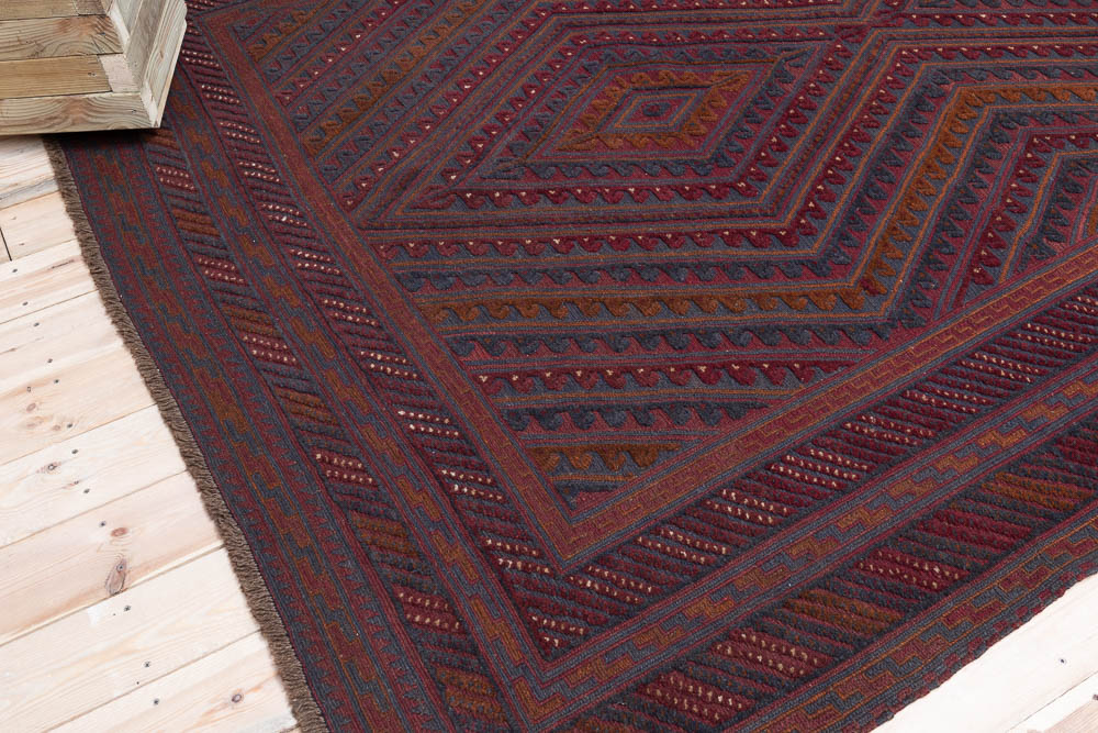 12013 Afghan Mixed Weave Moshwani Carpet 207x275cm (6.9 x 9.0ft)