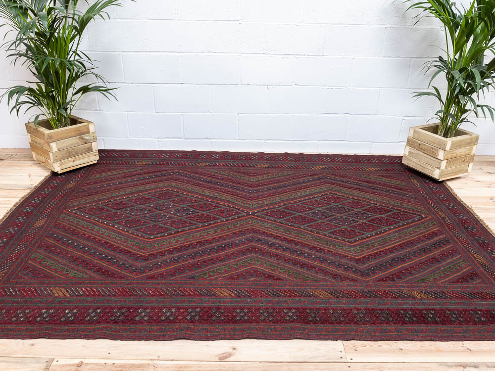 12015 Afghan Mixed Weave Moshwani Carpet 210x285cm (6.10 x 9.4ft)