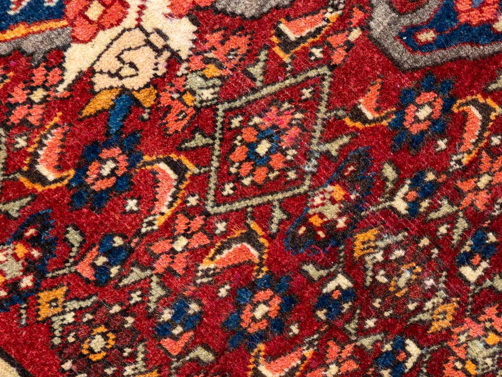 12185 Vintage Persian Zanjan Hand-knotted Hamadan Rug 140x224cm (4.7 x 7.4ft)