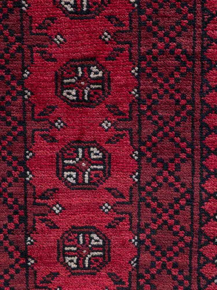 12191 Small Afghan Red Aq Chah Runner Rug 53x152cm (1.9 x 4.11ft)