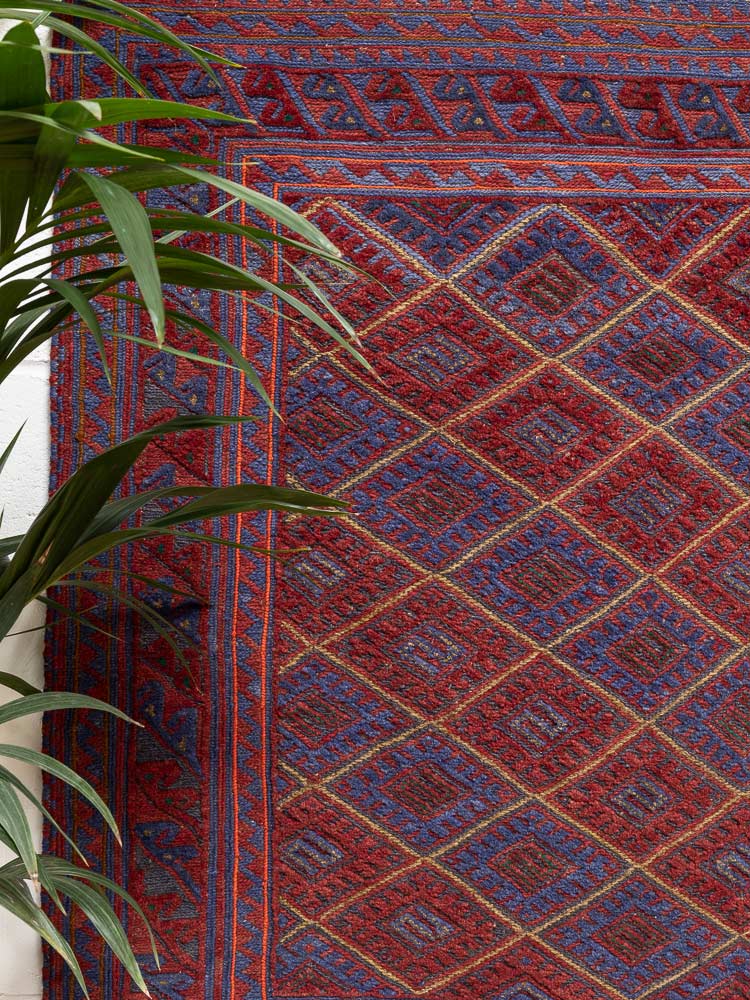 12211 Afghan Moshwani Mixed Weave Rug 127x131cm (4.2 x 4.3ft)