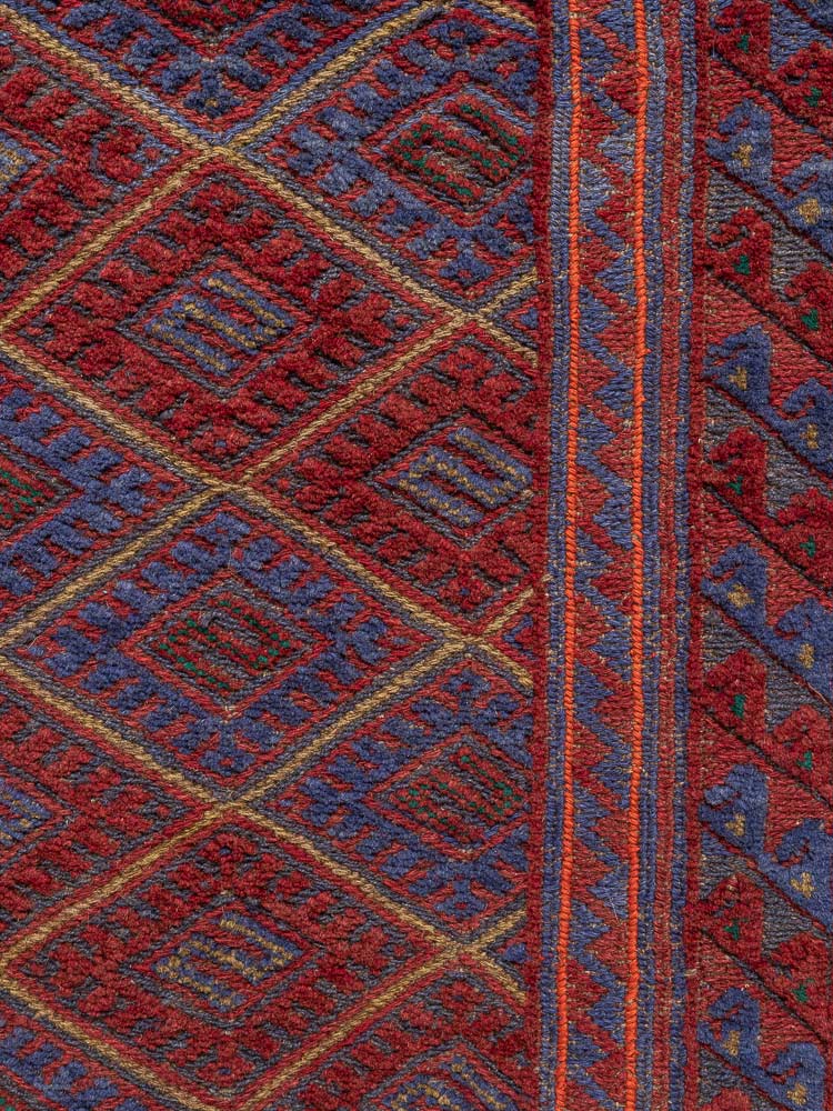 12211 Afghan Moshwani Mixed Weave Rug 127x131cm (4.2 x 4.3ft)