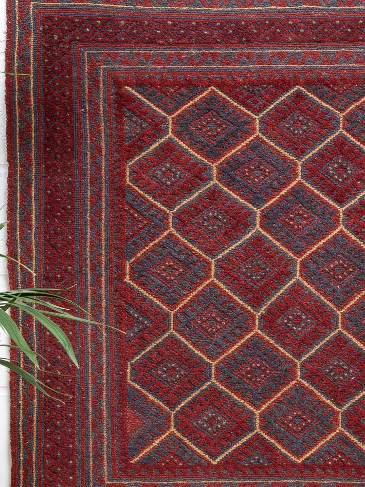 12212 Afghan Moshwani Mixed Weave Rug 121x128cm (3.11 x 4.2ft)