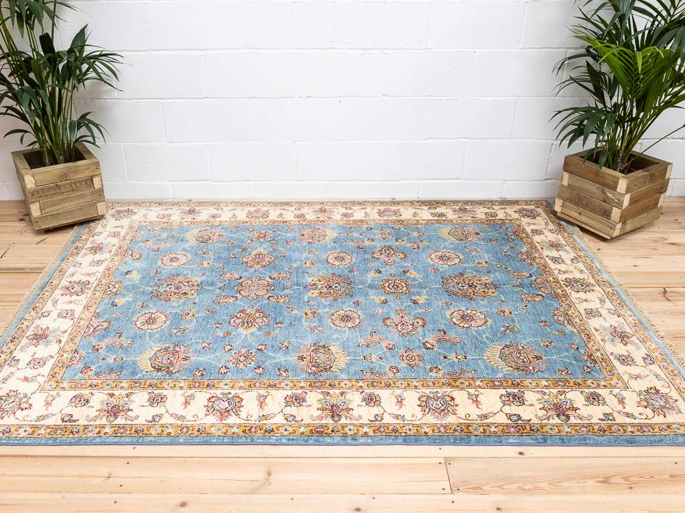 12223 Fine Blue Afghan Ziegler Carpet 174x240cm (5.8 x 7.10ft)
