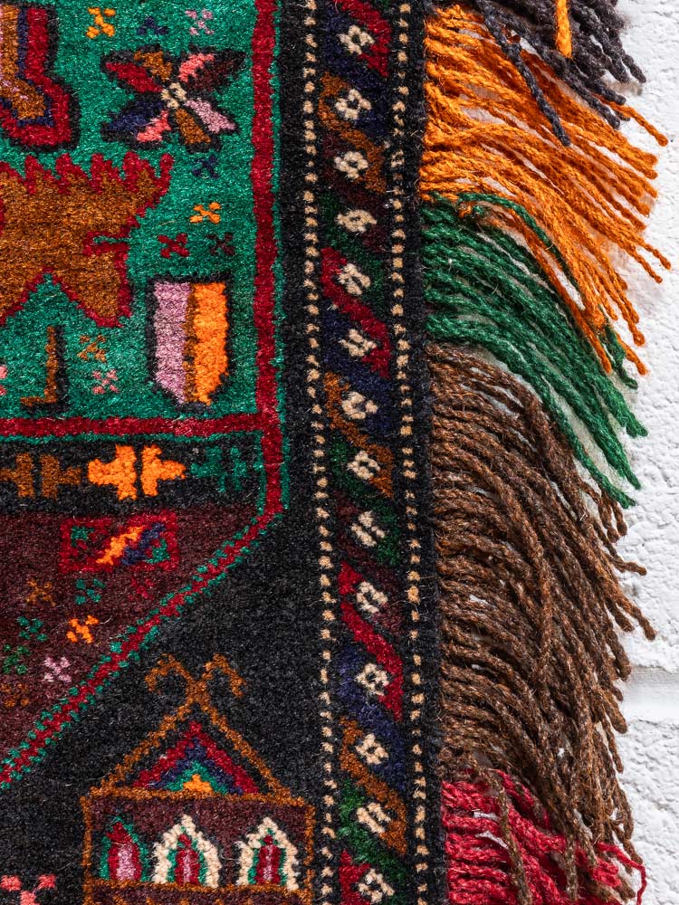 12240 Afghan Small Baluch Vintage Rug 40x55cm (1.3 x 1.9ft)
