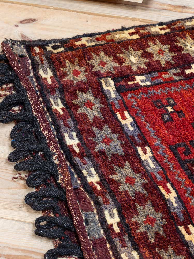12247 Vintage Afghan Baluch Tribal Carpet Floor Cushion 72x111cm (2.4 x 3.7ft)