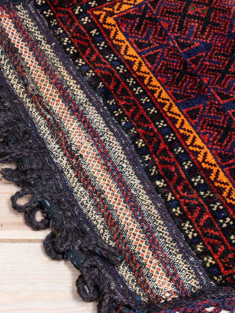 12254 Vintage Afghan Baluch Tribal Carpet Floor Cushion 55x104cm (1.9 x 3.5ft)