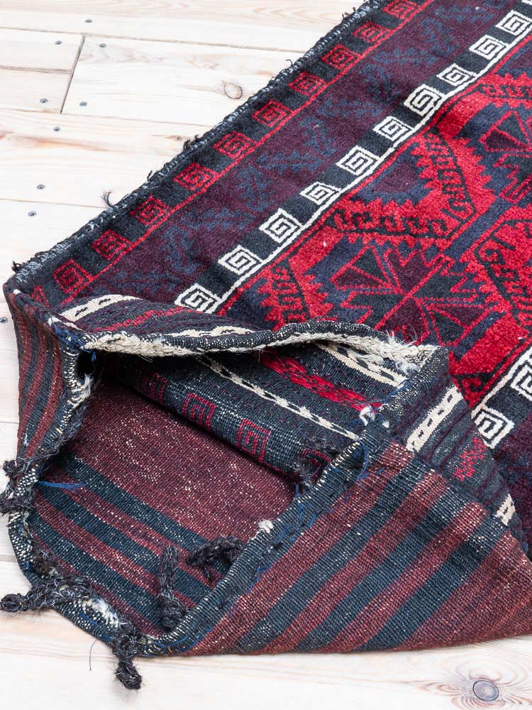 12255 Vintage Afghan Baluch Tribal Carpet Floor Cushion 60x123cm (1.11 x 4.0ft)