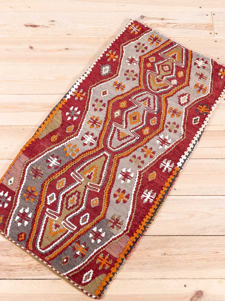 12370 Turkish Malatya Vintage Kilim Floor Cushion 51x96cm (1.8 x 3.1ft)