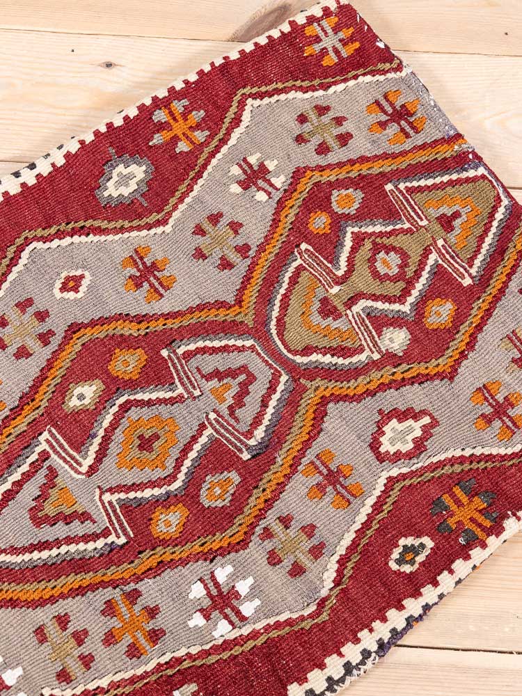 12370 Turkish Malatya Vintage Kilim Floor Cushion 51x96cm (1.8 x 3.1ft)
