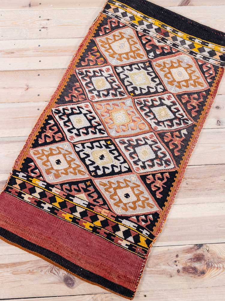 12371 Turkish Malatya Vintage Kilim Floor Cushion 54x103cm (1.9 x 3.4ft)