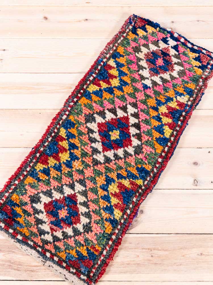 12375 Turkish Konya Vintage Carpet Floor Cushion 38x85cm (1.3 x 2.9ft)