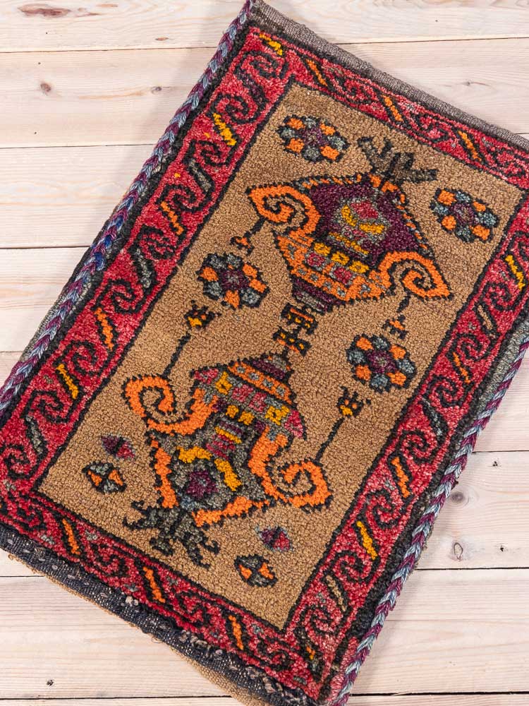 12378 Turkish Kars Vintage Carpet Floor Cushion 51x73cm (1.8 x 2.4ft)