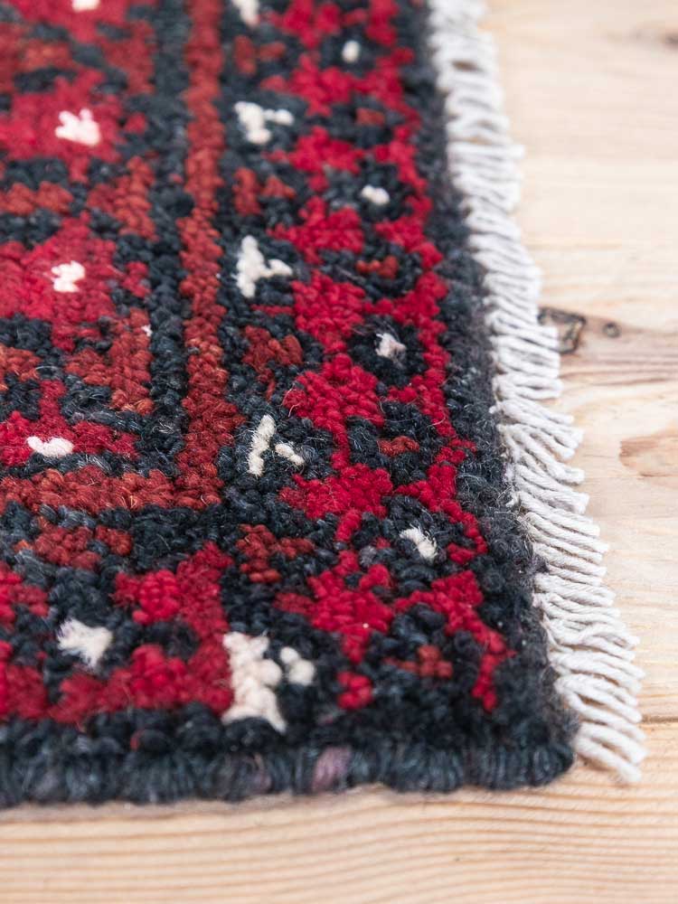 12421 Small Afghan Red Aq Chah Pile Rug 52x66cm (1.8 x 2.2ft)