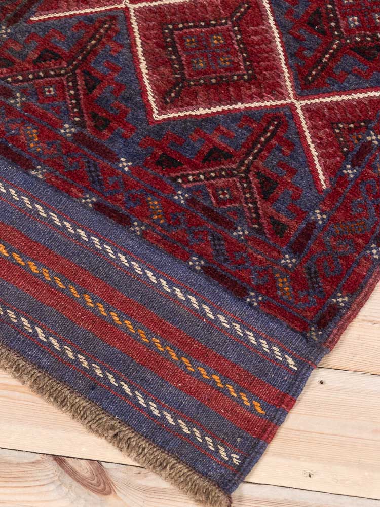 12447 Long Afghan Mixed Weave Moshwani Runner Rug 65x246cm (2.1 x 8.1ft)