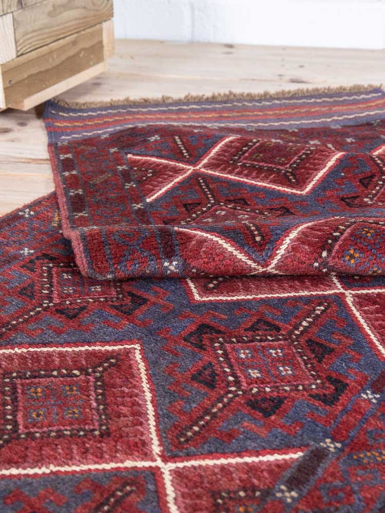 12447 Long Afghan Mixed Weave Moshwani Runner Rug 65x246cm (2.1 x 8.1ft)