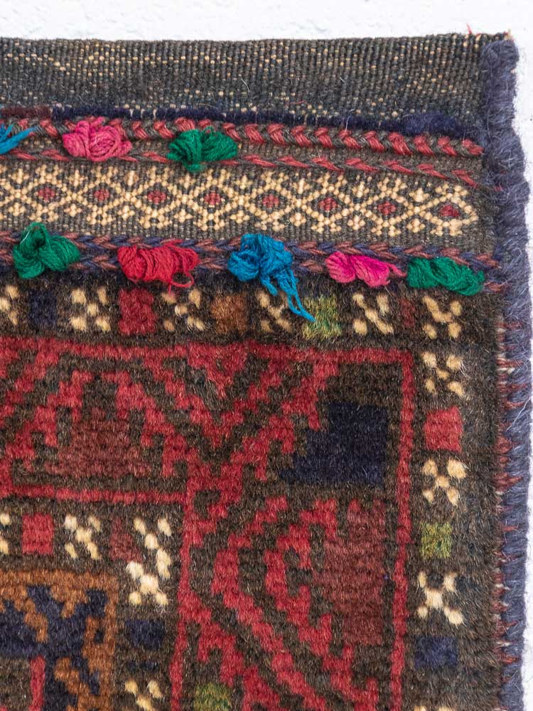 12460 Vintage Afghan Baluch Tribal Carpet Floor Cushion 62x114cm (2.0 x 3.9ft)