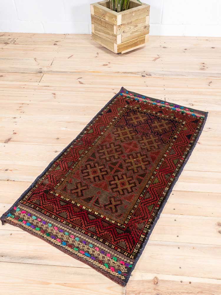 12460 Vintage Afghan Baluch Tribal Carpet Floor Cushion 62x114cm (2.0 x 3.9ft)