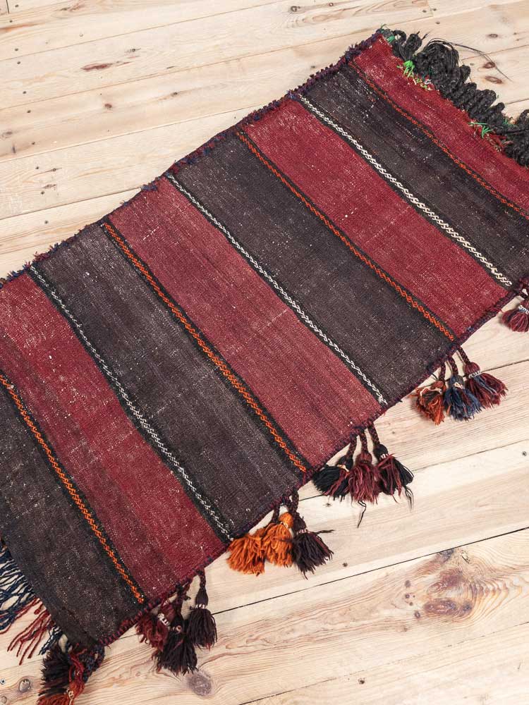 12462 Large Vintage Afghan Baluch Tribal Carpet Floor Cushion 62x120cm (2.0 x 3.11ft)