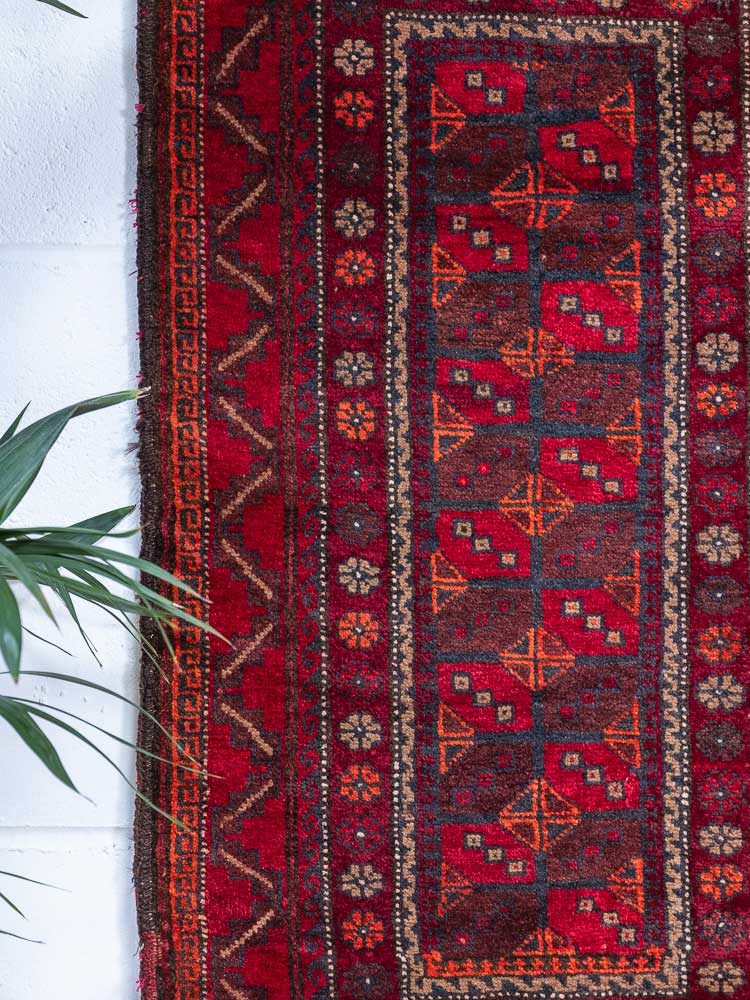 12463 Large Vintage Afghan Baluch Tribal Carpet Floor Cushion 63x118cm (2.0 x 3.10ft)